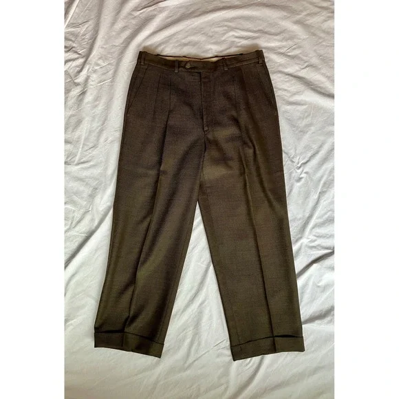 Vintage Nordstrom JD Britches Men's Pleated Pants 100% Wool Made in USA Size 34 - Picture 2 of 6